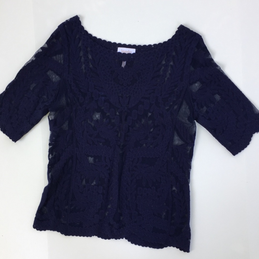 Navy Classic Lace Top